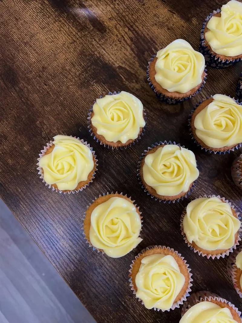 Cupcakes with buttercream roses